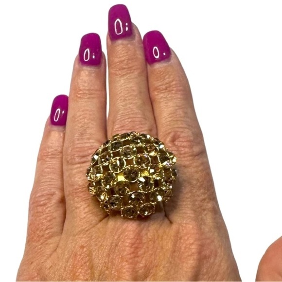 Kate Spade ♠️ Lady Marmalade Gold Tone and Crystal Ring - Picture 4 of 5
